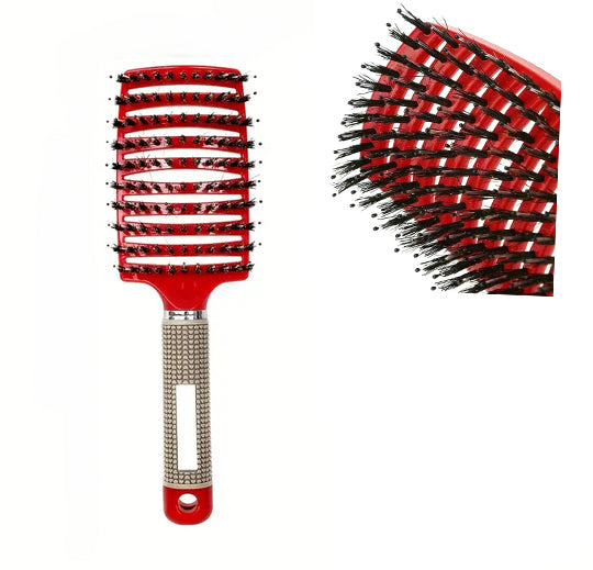 Perie de par pentru pieptanare si ingrijire, Zola, profilata cu 10 randuri, din plastic cu perii de nylon, lungime 24 cm, rosie Perie de par pentru pieptanare si ingrijire, Zola, profilata cu 10 randuri, din plastic cu perii de nylon, lungime 24 cm, rosie